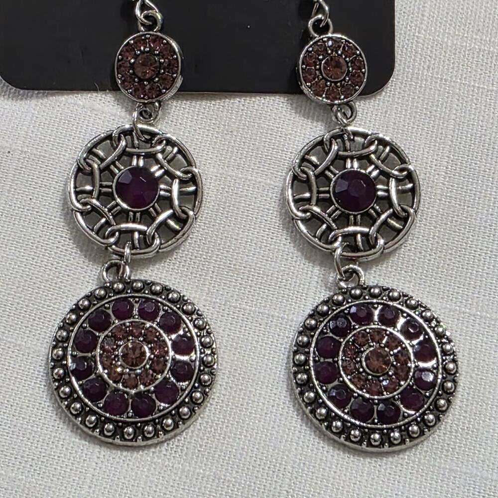 Earrings Paparazzi silver pink stones new